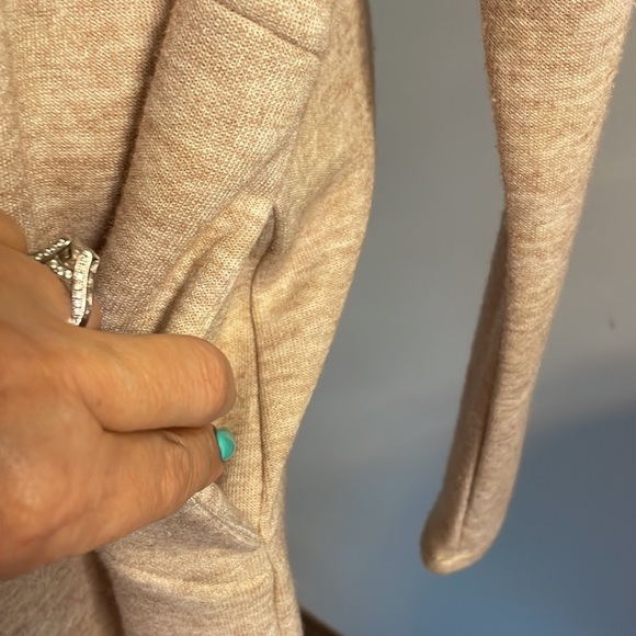 GENTLEFAWN Oversized open front longline duster sweater cardigan Heather beige S - Picture 5 of 11